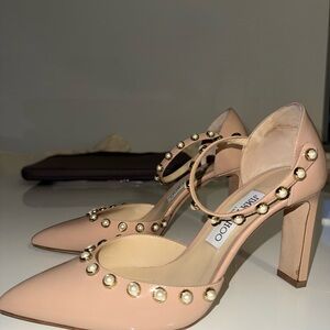 Jimmy Choo Nude Studded Heels